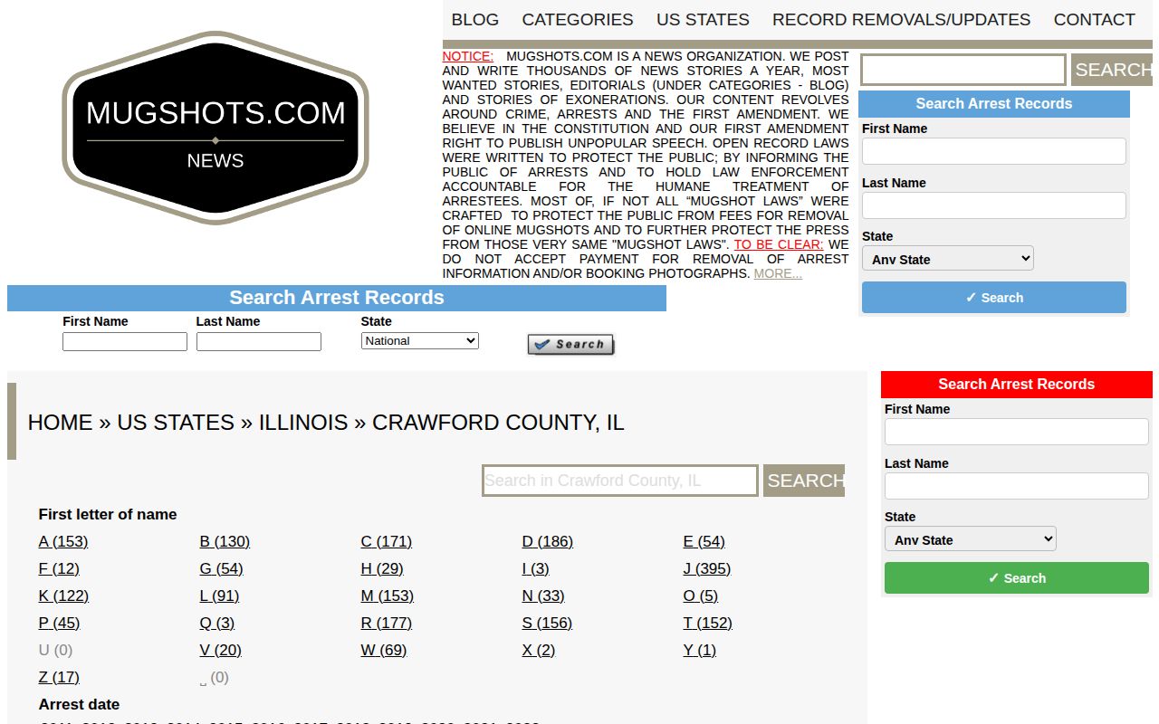 Crawford County unofficial Mugshots.com arrest-record index reference