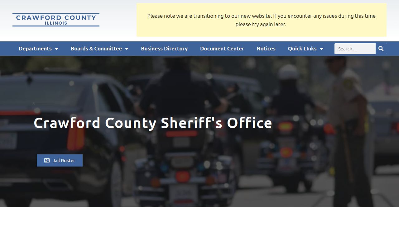 Official Crawford County Sheriff's Department link hub with roster and records links