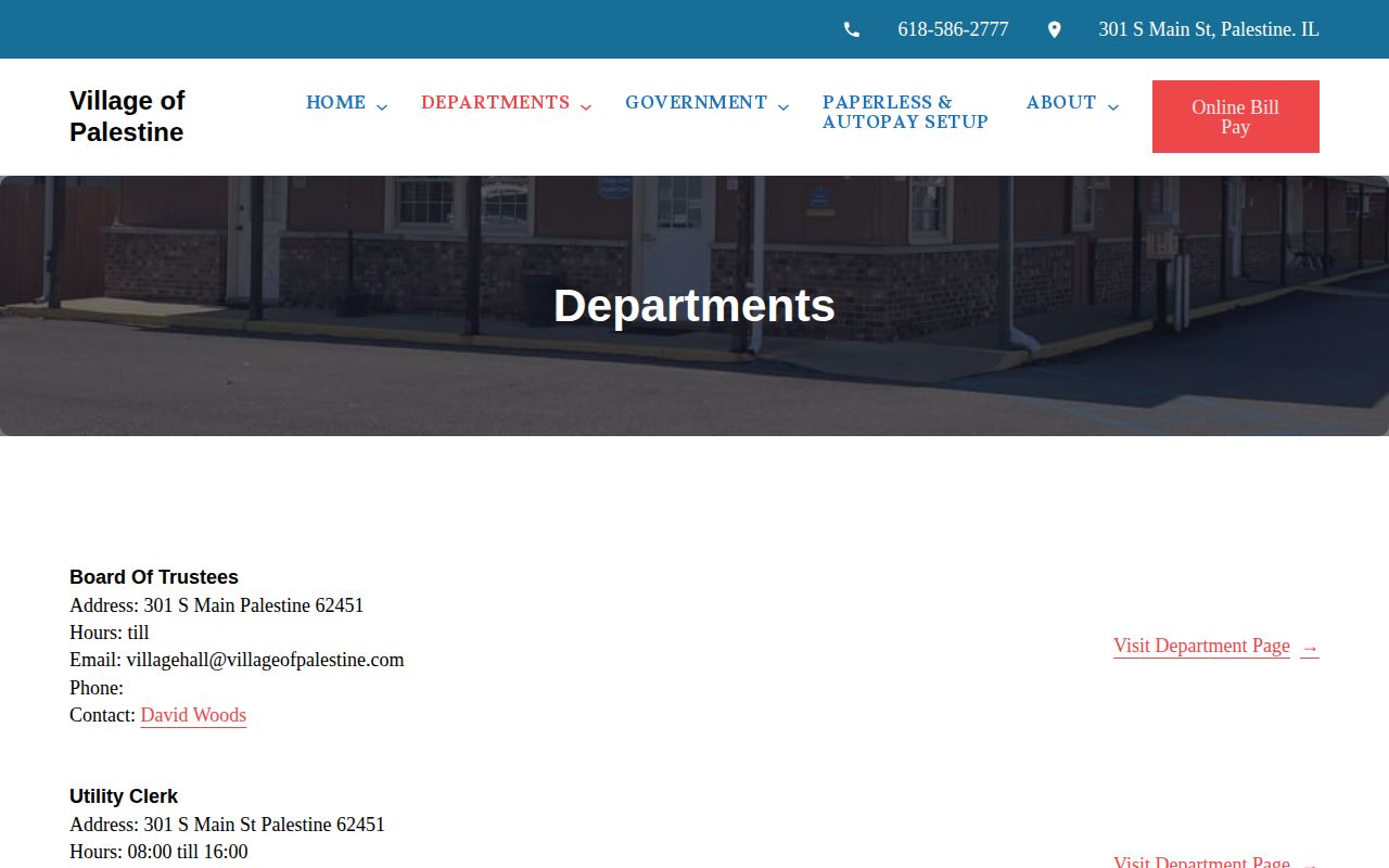 Palestine Police Department directory for Crawford County arrest records